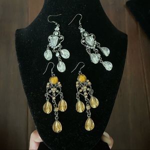 Jewelry Fashion Fine Women earrings 2 Pairs With Rhinestone Gold And Silver.